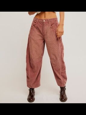 We The Free Wide-Leg Barrel Corduroy Pants in Withered Rose Size 27